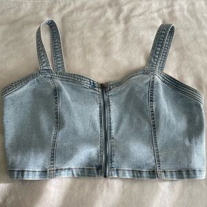 NEW Jean corset crop top W. Front zipper